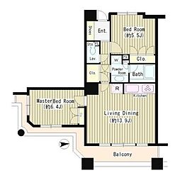 石神井公園ピアレスA棟ザ・タワー 2LDKの間取図画像