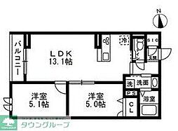 セレスティア豊玉南 2LDKの間取図画像