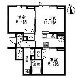セレスティア豊玉南 2LDKの間取図画像