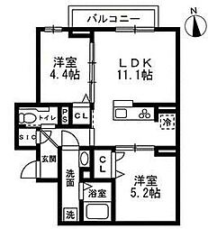 セレスティア豊玉南 2LDKの間取図画像