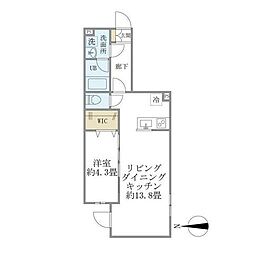 フェリーチェ中村橋B 1LDKの間取図画像