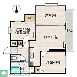 グリーンシティーミソノ 3LDKの間取図画像