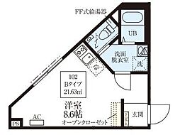 都営大江戸線 豊島園駅 徒歩11分の賃貸マンション 3階ワンルームの間取り
