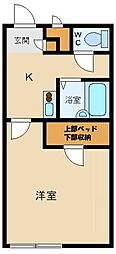 レオパレスウィステリア神田 1階1Kの間取り