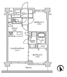 西武新宿線 鷺ノ宮駅 徒歩3分の賃貸マンション 1階2LDKの間取り