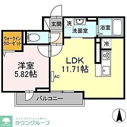 エクセリア中村北 3階1LDKの間取り