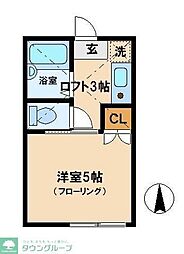 スリーワン 1階1Kの間取り