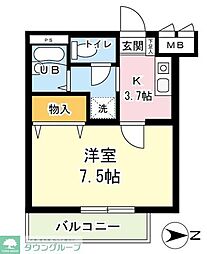 西武池袋線 大泉学園駅 徒歩10分の賃貸アパート 2階1Kの間取り