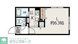 東京メトロ有楽町線 氷川台駅 徒歩5分の賃貸マンション 4階1Kの間取り