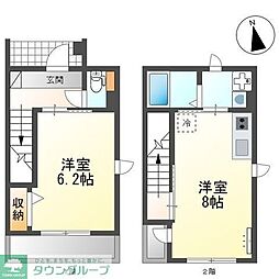 西武池袋線 ひばりヶ丘駅 徒歩12分の賃貸アパート 1階1LDKの間取り