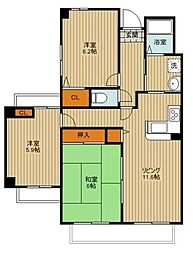 西武池袋線 清瀬駅 徒歩10分の賃貸マンション 7階3LDKの間取り