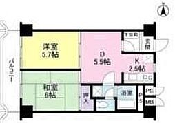 西武新宿線 下落合駅 徒歩10分の賃貸マンション 9階2DKの間取り
