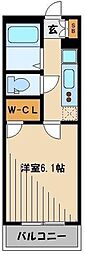 西武池袋線 大泉学園駅 徒歩17分の賃貸マンション 2階1Kの間取り