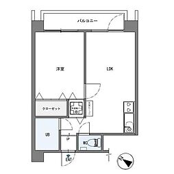 グランドハイツ氷川台 3階1DKの間取り