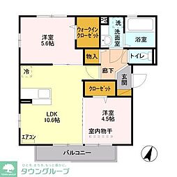 東武東上線 和光市駅 徒歩18分の賃貸アパート 2階2LDKの間取り