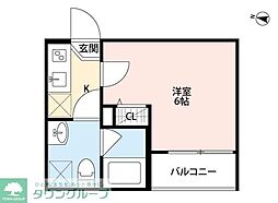 フォレストフロンティア 2階1Kの間取り