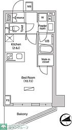 エミリブ石神井公園 11階ワンルームの間取り