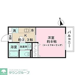 ＰＲＥＬＵＤＥ 1階1Kの間取り