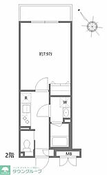 東京メトロ副都心線 氷川台駅 徒歩6分の賃貸マンション 2階1Kの間取り