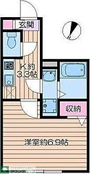 西武池袋線 中村橋駅 徒歩6分の賃貸アパート 3階1Kの間取り
