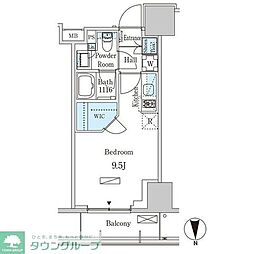 パークアクシス池袋 707 7階ワンルームの間取り
