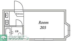 パールハイム 2階ワンルームの間取り