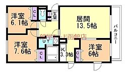 Os,Hills湯川 3LDKの間取図画像