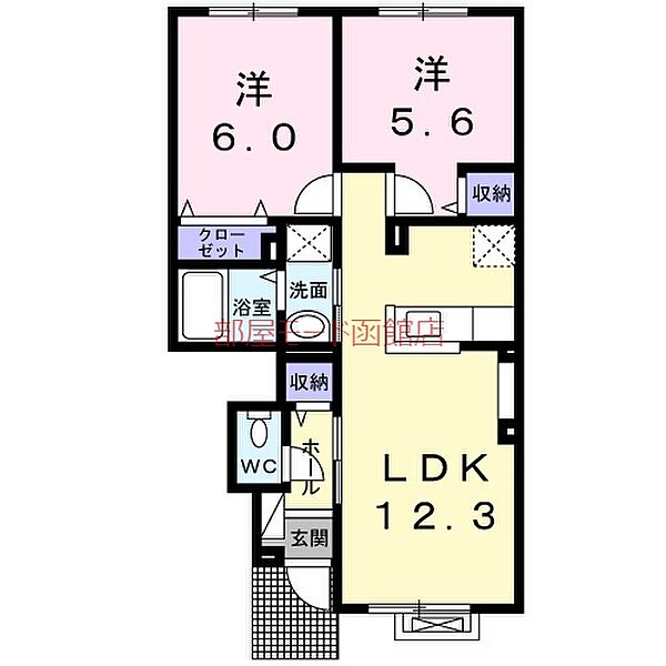 北海道函館市追分町(賃貸アパート2LDK・1階・51.75㎡)の写真 その2