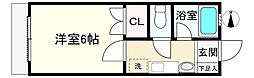 アイリスORIHARA2 1Kの間取図画像