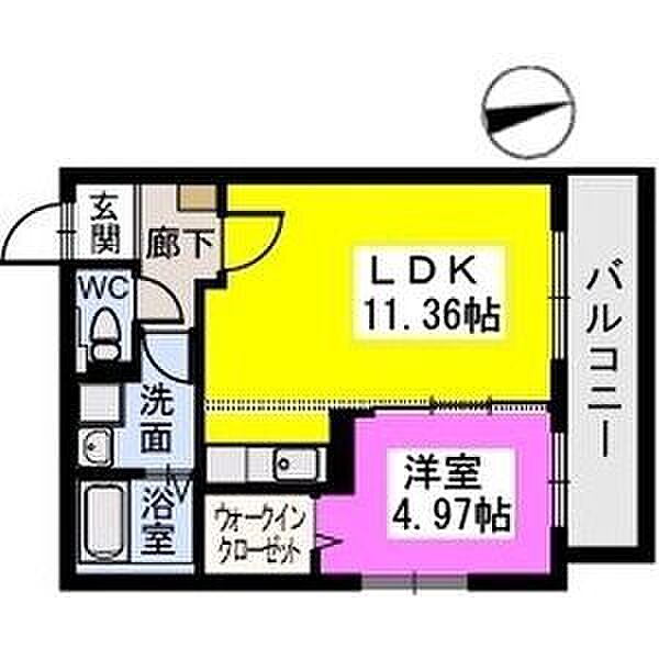 福岡県久留米市西町(賃貸マンション1LDK・3階・40.60㎡)の写真 その2