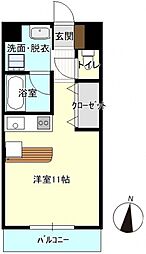 レイヴ 1階ワンルームの間取り