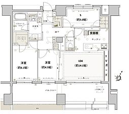 クリオレジダンス横濱ザ・マークス 2SLDKの間取図画像