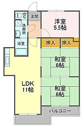 グランディール平和 3LDKの間取図画像