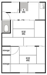 中村ハイツ 2Kの間取図画像