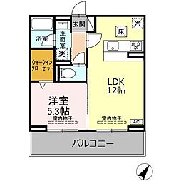 セレーナ東静岡 1LDKの間取図画像