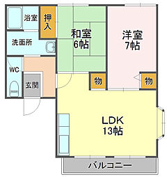 フォレスト古庄A 2LDKの間取図画像