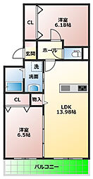 ポルトボヌール 2LDKの間取図画像