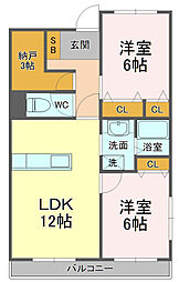 レ・プリマベラ 2SLDKの間取図画像