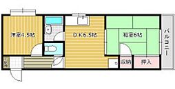 グランディール平和 2DKの間取図画像