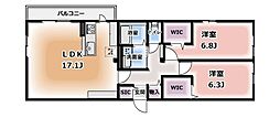 Komorebi Garden中田本町C 1LDKの間取図画像