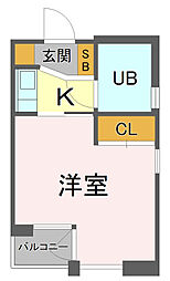 桜館5 1Kの間取図画像