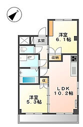 シティ・コート葵 2LDKの間取図画像