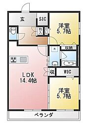 仮)リバブル富士見台 2LDKの間取図画像