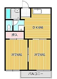 メゾンエーグルB 2DKの間取図画像