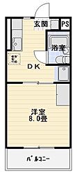 サントール宮竹 1DKの間取図画像
