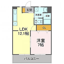 プロスペール 1LDKの間取図画像
