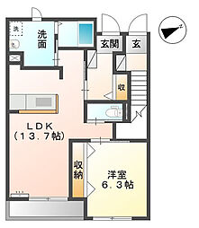 ラフィーネ 1LDKの間取図画像