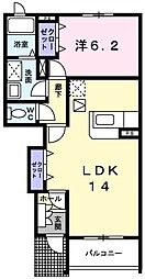 クラール安東B 1LDKの間取図画像