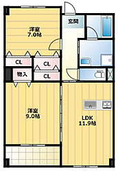 ラメールデトワール 2LDKの間取図画像