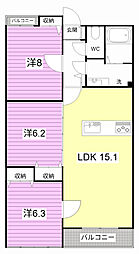 ガーデンハウス雅A 3LDKの間取図画像